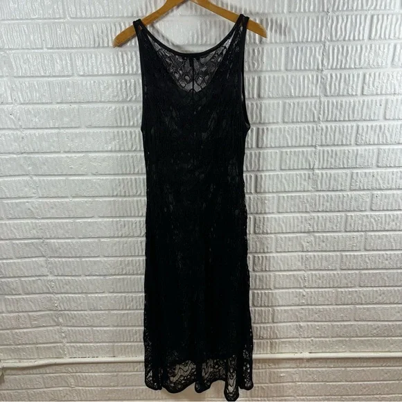 Eileen Fisher V-Neck Crinkle Lace Dress w/ Slip Large - Picture 4 of 6